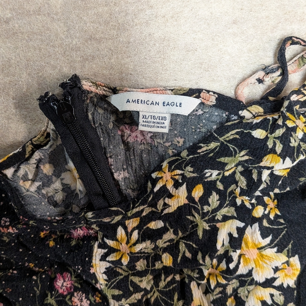 American Eagle Floral Patchwork Jumpsuit One Piece Jumper Flowy Resort Size XL - Picture 10 of 12
